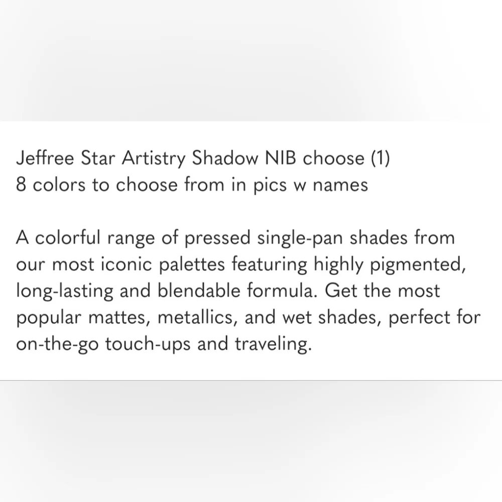 Jeffree Star Artistry Shadow in 